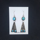 native american Navajo slab Kingman turquoise sterling silver dangle earrings - vintage