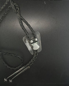 Navajo Turquoise Shadow Box Bolo Tie Sterling Silver - Vintage