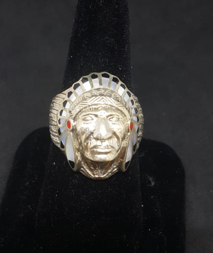 Chief head ring - Onxy and mother of pearl