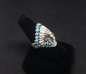 Chief head ring - Opal turquoise onxy - Large ring size 11