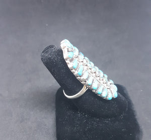 Classic Zuni Petit  Point Ring - Kingman Turquoise