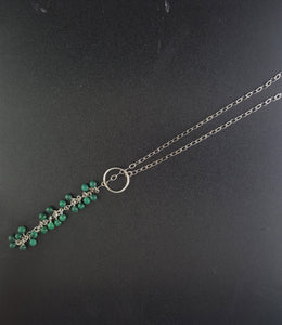 16 inches vintage Malachite sterling silver necklace