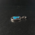Letter name L Blue Fire Opal Round sterling silver pendant - personalized jewelry