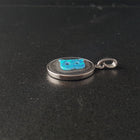 Letter name B Blue Fire Opal Round sterling silver pendant - personalized jewelry