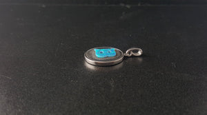 Letter name B Blue Fire Opal Round sterling silver pendant - personalized jewelry