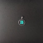 Letter name B Blue Fire Opal Round sterling silver pendant - personalized jewelry