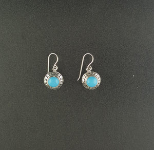 Southwest Round Kingman Turquoise sterling silver dangle earrings