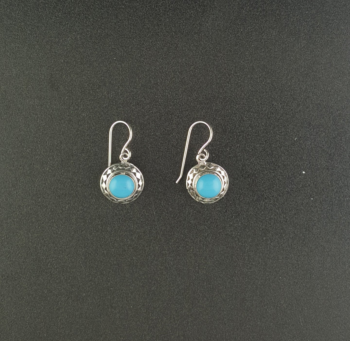 Southwest Round Kingman Turquoise sterling silver dangle earrings