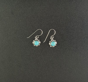Southwest Small Flower Kingman turquoise sterling silver dangle earrings