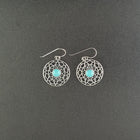 Southwest Magic Circle Kingman turquoise sterling silver dangle earrings