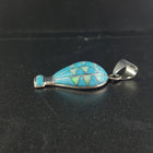 Medium Southwest Hot Air Balloon Inlay turquoise white fire opal sterling silver pendant