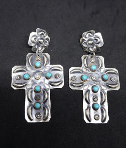 Sterling Silver Cross Earring - Vintage Look