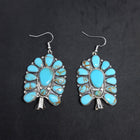 Big Cluster Earrings- Kingman Turquoise Sterling Silver