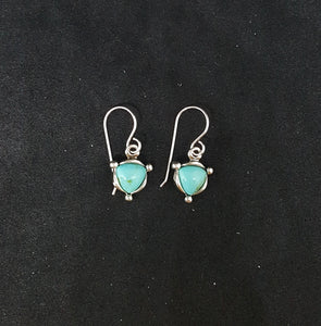 Southwest Triangle 7x7mm Kingman Turquoise sterling silver dangle earrings