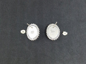 Southwest Oval 14x10mm Kingman Turquoise sterling silver post earrings