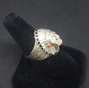 Chief head ring - Onxy and mother of pearl