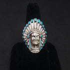 Chief head ring - Opal turquoise onxy - Large ring size 11