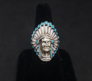 Chief head ring - Opal turquoise onxy - Large ring size 11