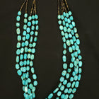 30 inches 5 strands Turquoise beads heshi shell sterling silver necklace
