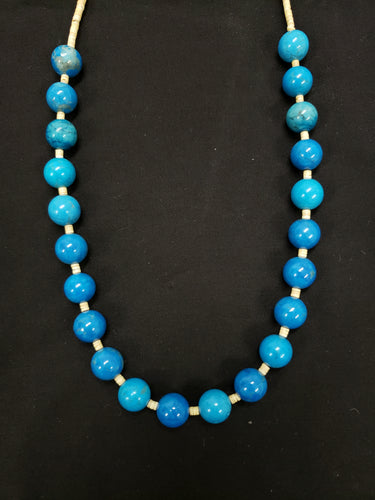 20 inches turquoise heshi sterling silver necklace