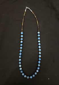 20 inches Lapis beads heshi shell sterling silver necklace