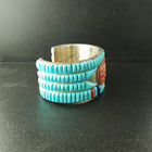 Vintage Turquoise Coral Lapis Pearl Heshi sterling silver cuff bracelet
