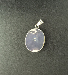 Inlay Turquoise Black Onyx Sandstone Pueblo scence sterling silver oval pendant