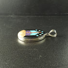 Inlay Turquoise Black Onyx Sandstone Pueblo scence sterling silver oval pendant