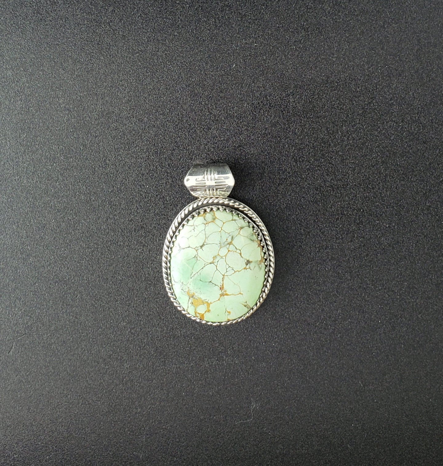 Turquoise spiderweb sterling silver pendant