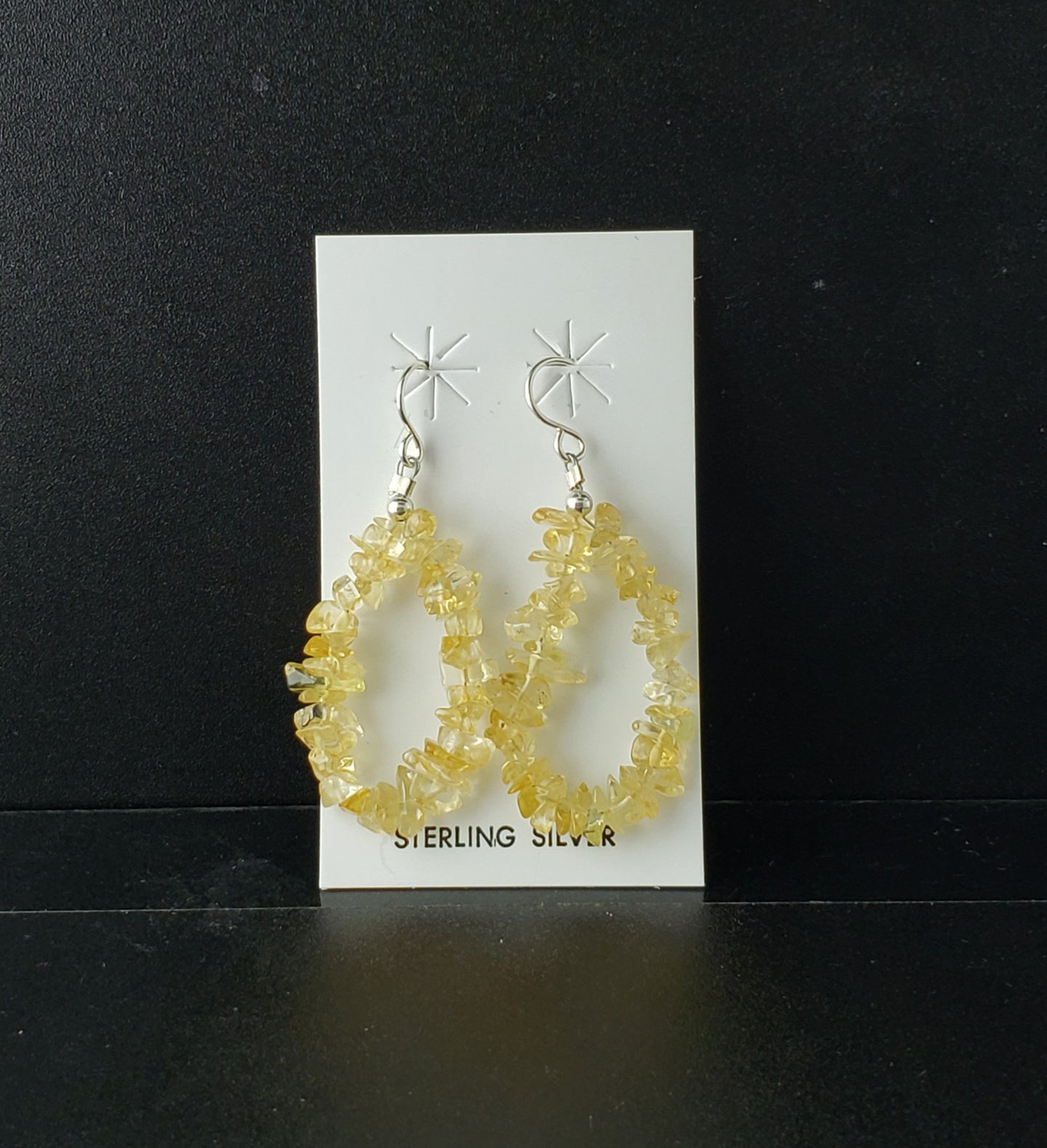 yellow golden quartz citrine hoop sterling silver dangle earrings
