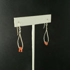 red coral chips liquid silver hoop sterling silver dangle earrings