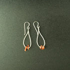 red coral chips liquid silver hoop sterling silver dangle earrings