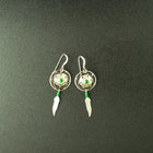 malachite Southwest Concho and  dream catcher feather sterling silver dangle earrings