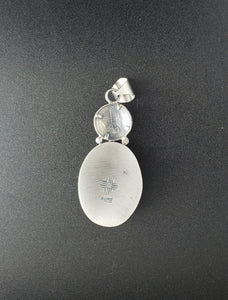 Royston turquoise 1945 liberty mercury head coin sterling silver oval pendant