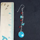 Sterling silver earrings turquoise and red coral dangle
