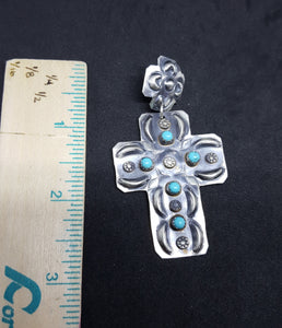 Sterling Silver Cross Earring - Vintage Look