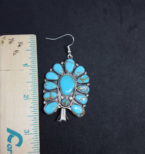 Big Cluster Earrings- Kingman Turquoise Sterling Silver