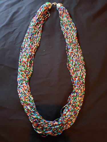 36 inches 70 strands multi-colors multi-stones turquoise heshi sterling silver necklace
