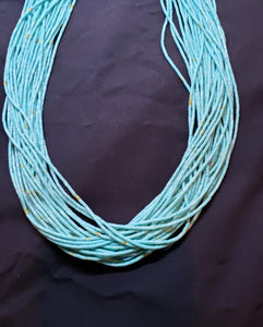30 inches 30 strands turquoise heshi sterling silver necklace
