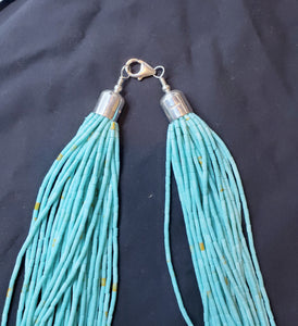 30 inches 30 strands turquoise heshi sterling silver necklace