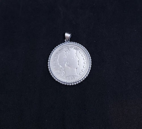 1908 1902 1912 Barber Half Dollar silver coin pendant