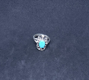 vintage Native American Kingman turquoise scorpion sterling silver ring - size 8