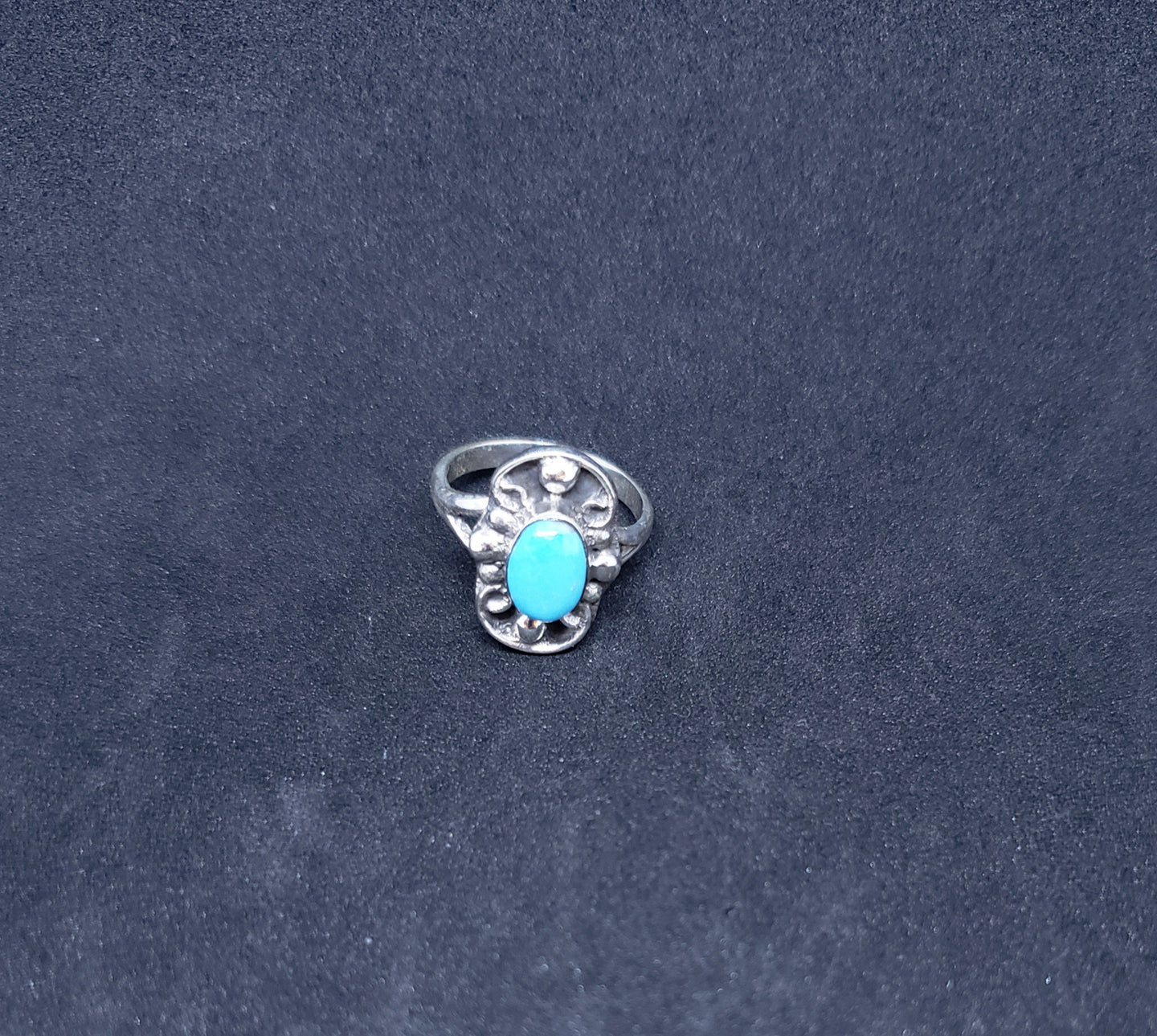 vintage Native American Kingman turquoise scorpion sterling silver ring - size 8