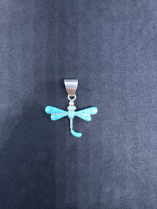 Turquoise Inlay Dragon Fly - Sterling Silver