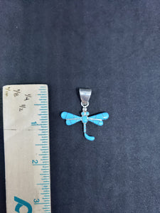 Turquoise Inlay Dragon Fly - Sterling Silver
