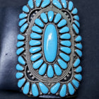 Leather Cluster Cuff Bracelet - Sterling Silver Kingman Turquoise ~ Vintage