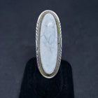 White Buffalo Sterling Silver Ring- Large Heavy Ring ~ Size8