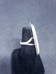 White Buffalo Sterling Silver Ring- Large Heavy Ring ~ Size8