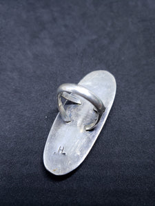 White Buffalo Sterling Silver Ring- Large Heavy Ring ~ Size8