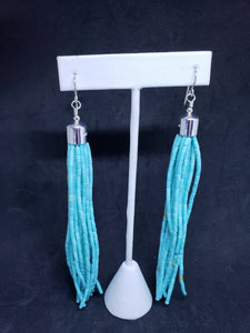 Long Turquoise Heshi Earrings Sterling Silver